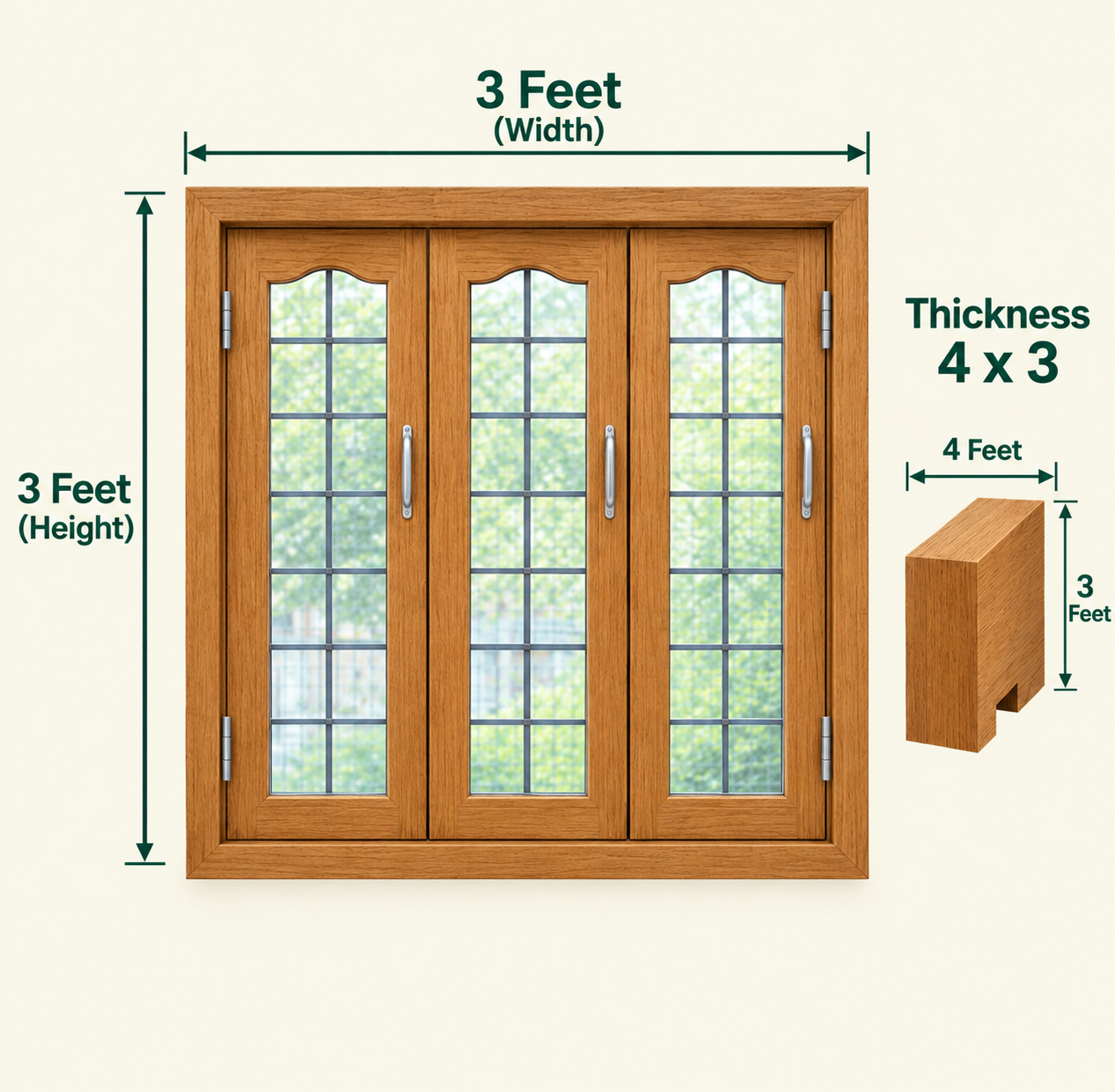 teakwood window - (3x3)
